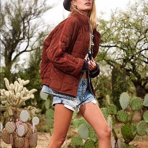 Free People Suede Quilted Dolman Jacket